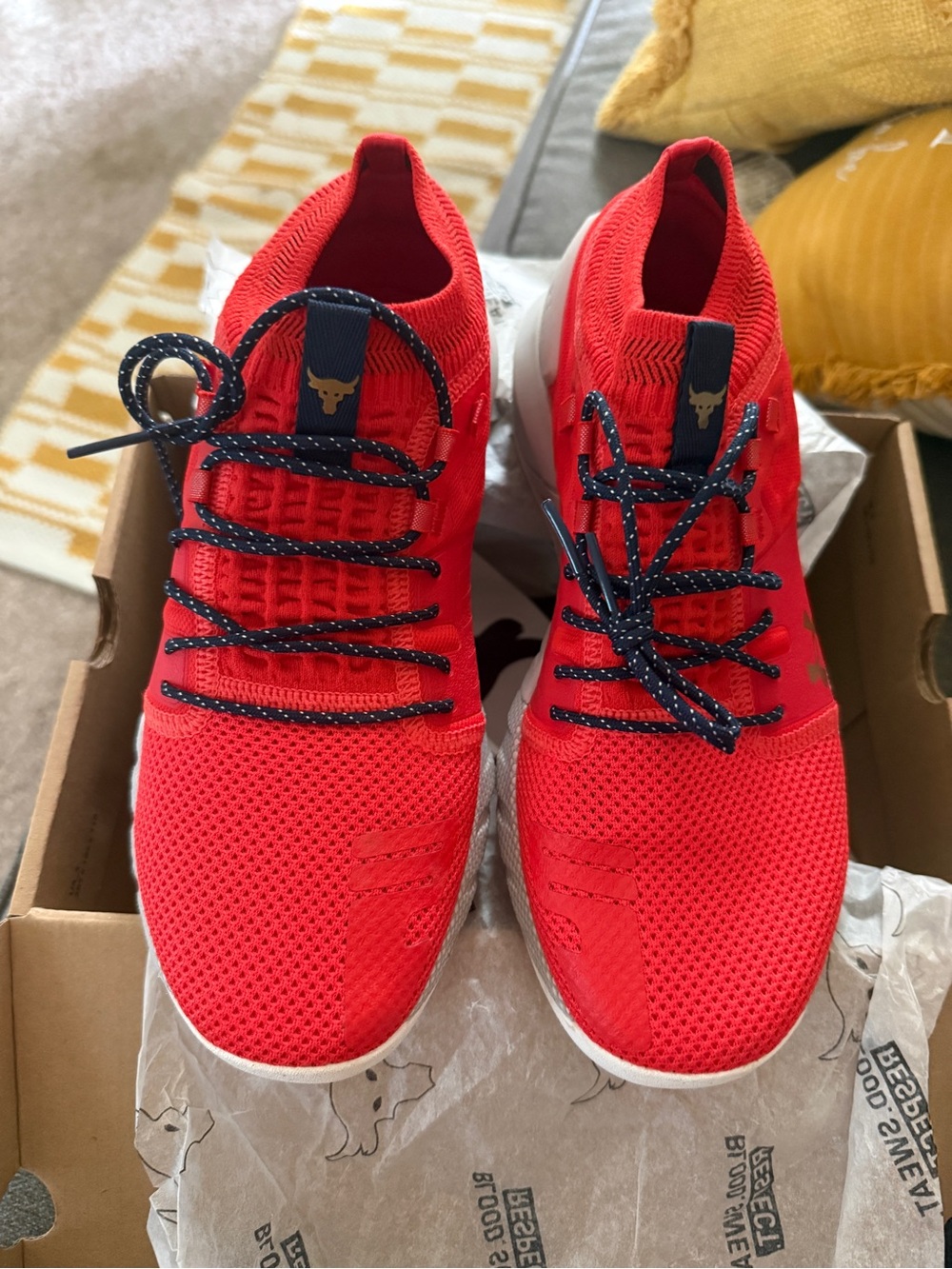 Under Armour Women’s Orange and White HOVR Training Sneakers - Picture 7 of 11